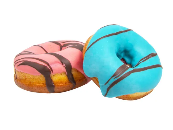 Leckere Glasierte Mehrfarbige Donuts Isoliert Auf Weißem Hintergrund — Stockfoto