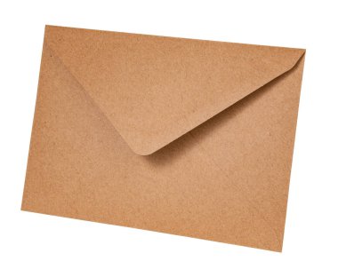 Kahverengi zarf beyaz arka planda izole.