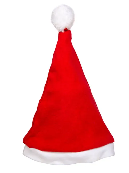 Santa Červená Klobouk Nové Roky Tkaniny Vánoce Izolované Bílém Pozadí — Stock fotografie
