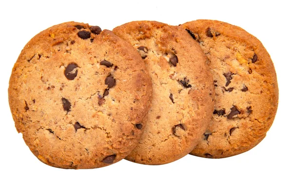 Cookies Mit Schokolade Amerikanischen Stil Essen Isoliert Auf Dem Weißen — Stockfoto