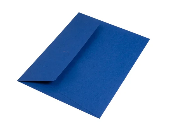 Envelope Azul Para Caixa Correio Isolado Fundo Branco — Fotografia de Stock