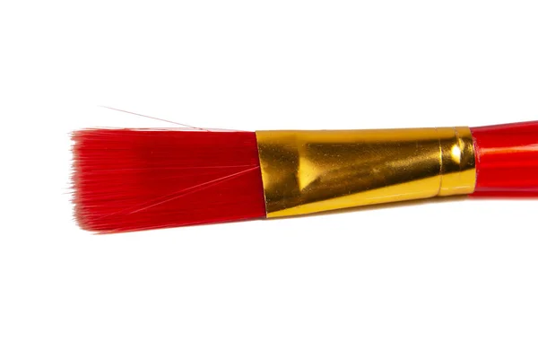 Red Plastic Brush Paint Isolated White Background — Stock Photo, Image