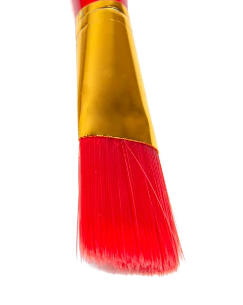 Red Plastic Brush Paint Isolated White Background — Stockfoto