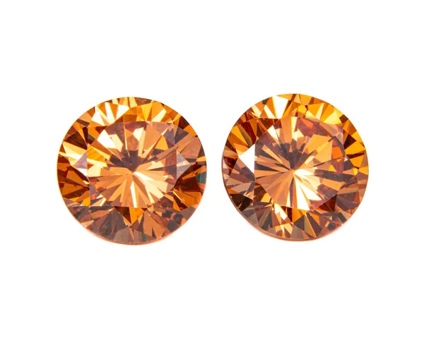 Orange Diamonds Topaz Stone Luxury Isolated White Background — ストック写真