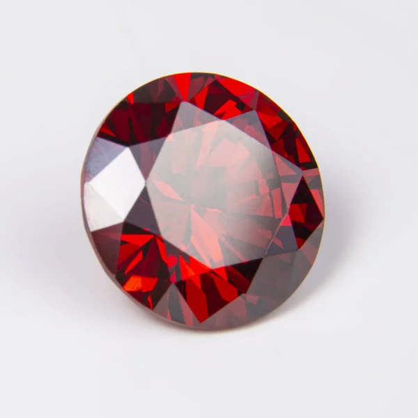 Elegante Redondo Rojo Piedra Diamante Joyería Blanco —  Fotos de Stock