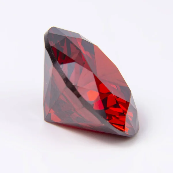 Elegante Redondo Rojo Piedra Diamante Joyería Blanco —  Fotos de Stock