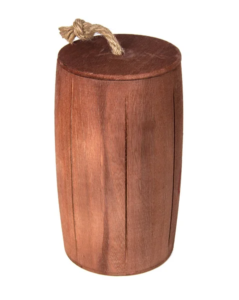 Dark Wooden Barrel Isolated White — Stock Photo, Image