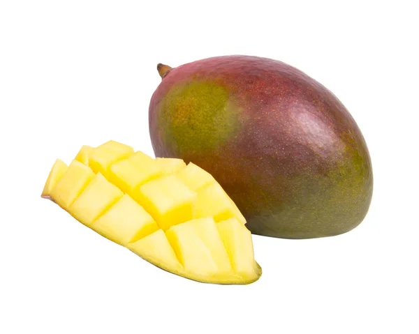 Mango Fruta Naranja Pieza Madura Aislado Blanco — Foto de Stock