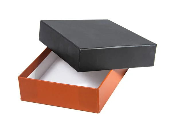 Schwarze Braune Schachtel Isoliert Auf Weißem Hintergrund — Stockfoto