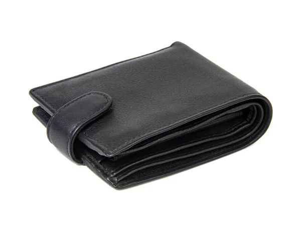 Cartera Cuero Negro Elegante Para Hombre Aislado Fondo Blanco — Foto de Stock