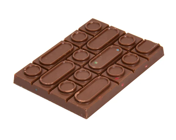 Beyaz Arka Planda Tam Çikolata Bloğu Izole — Stok fotoğraf