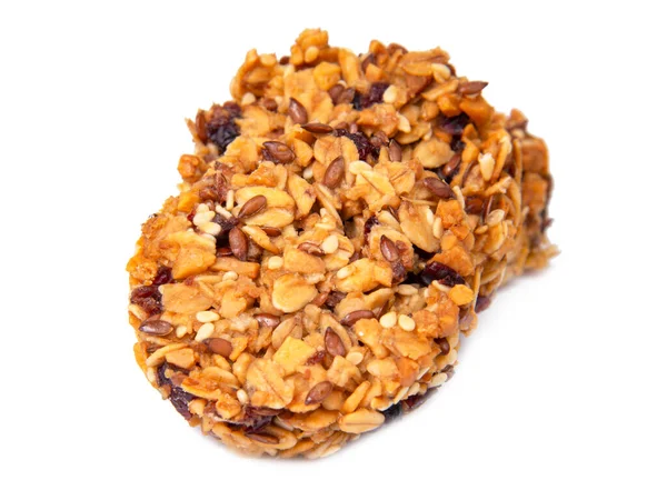 シリアルスナッククッキー白の上に隔離された蜂蜜オートミール穀物と砂糖なし — ストック写真