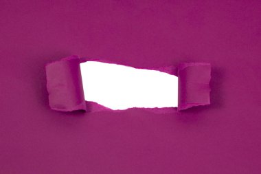 Kırmızı Marsala kağıdı beyaz delik ile yırtılmış metin için izole edilmiş kopyalama alanı