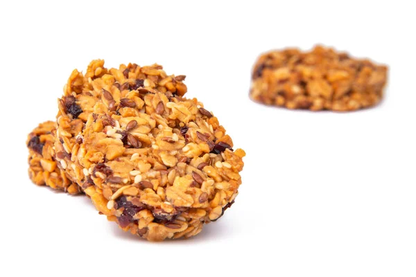 Galletas Naturales Sin Azúcar Con Grano Avena Miel Aislado Blanco — Foto de Stock