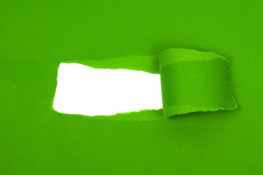 Fikir için delik telif alanı arkaplan ile ezilmiş yeşil kağıt