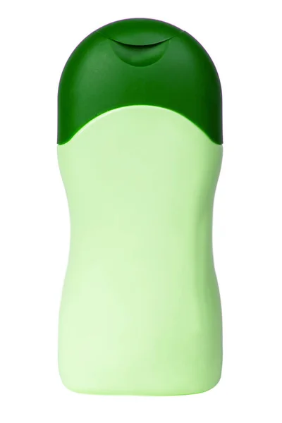 Πράσινο Μπουκάλι Σαμπουάν Λοσιόν Συσκευασία Πλαστικό Δοχείο Απομονώνονται Στο Λευκό — Φωτογραφία Αρχείου