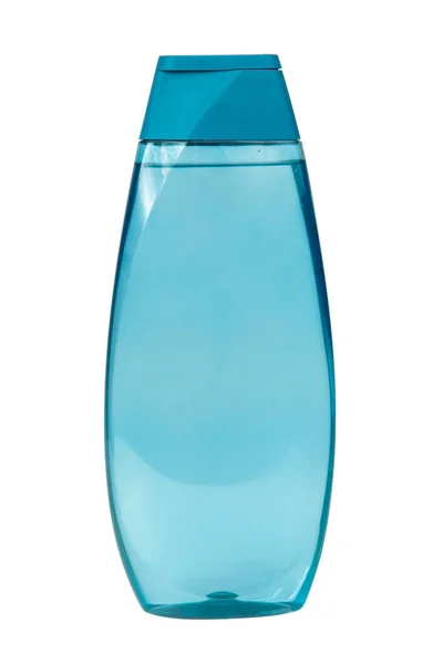 Modrá Láhev Šampon Nebo Krém Balíček Plastové Nádoby Izolované Bílém — Stock fotografie