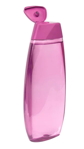 Ροζ Μπουκάλι Σαμπουάν Λοσιόν Συσκευασία Πλαστικό Δοχείο Απομονώνονται Στο Λευκό — Φωτογραφία Αρχείου