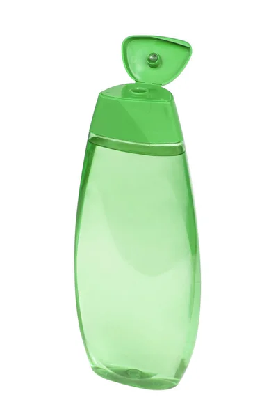 绿色瓶子洗发水或乳液包装塑料容器 在白色背景上隔离 — 图库照片