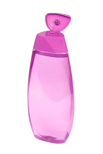 Шампунь Розовой Бутылки Пластиковый Контейнер Лосьоном Белом Фоне — стоковое фото