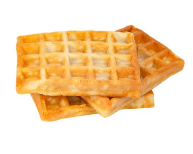 Beyaz arka planda izole edilmiş Belçika waffle 'ı.