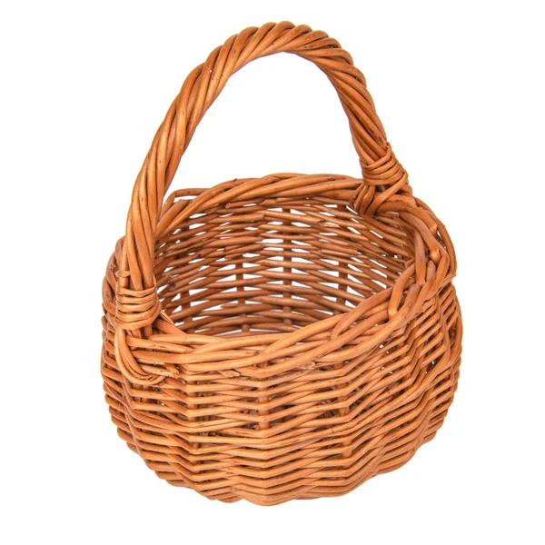 Wicker Brown Basket Isolated White Background — ストック写真