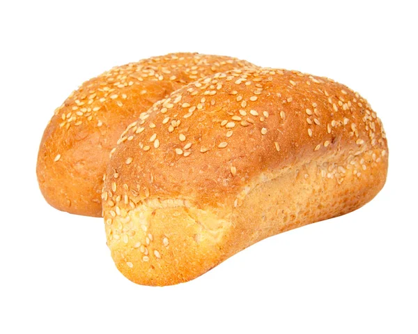 Lang Broodje Met Sesamzaad Bakkerij Geïsoleerd Witte Achtergrond — Stockfoto