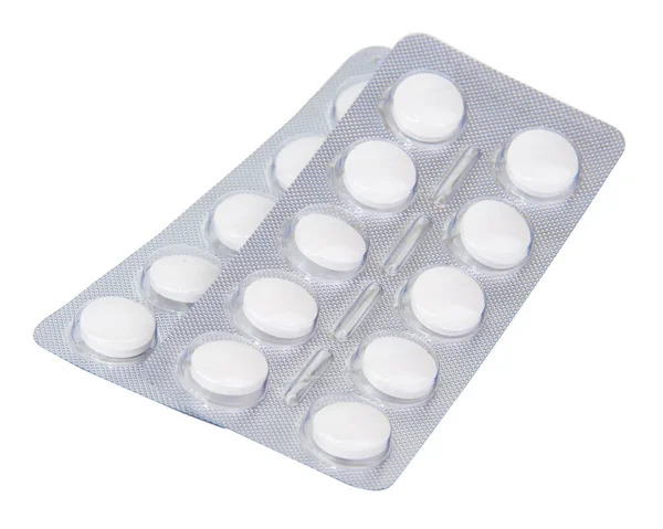 Beyaz arka planda izole edilmiş su toplayan beyaz ilaç.