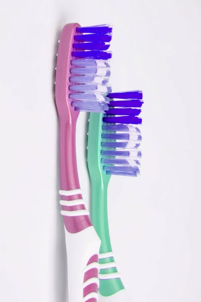 Multicolor Toothbrush Teeth White Background — Fotografia de Stock