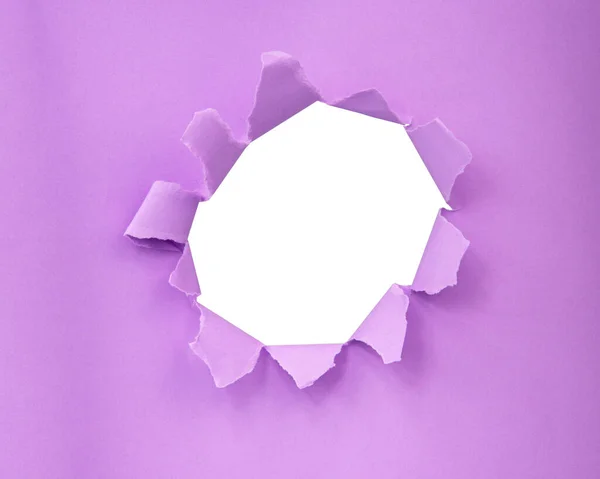 Purple Violet Paper Circle Hole Damaged Background — Stock fotografie