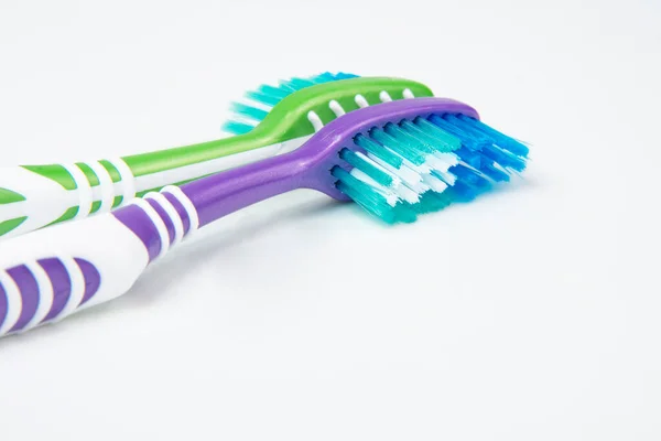 Multicolor Toothbrush Teeth White Background — Stock fotografie