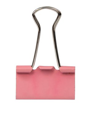Pink binder office clip isolated on the white background