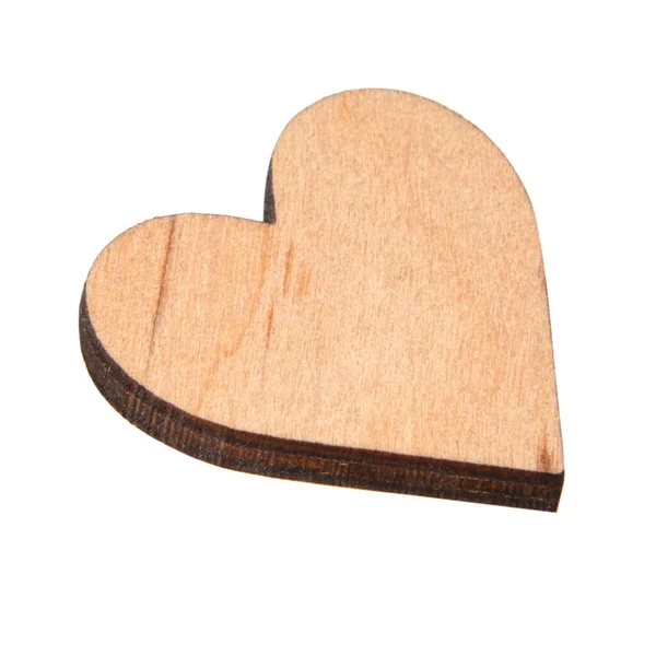 Wooden Craft Heart Isolated White Background — Stock Photo, Image