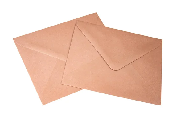 Envelope Marrom Artesanal Isolado Fundo Branco — Fotografia de Stock