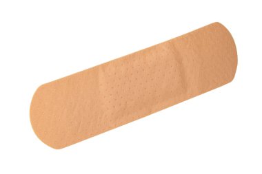 Kahverengi elastik alçı beyaz arka planda izole edilmiş.