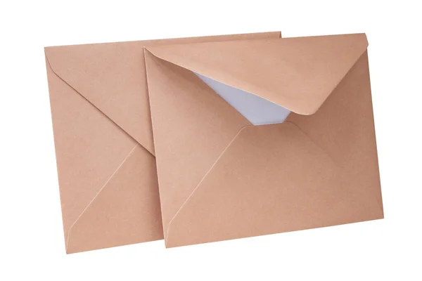 Craft Brown Envelope Isolated White Background — Zdjęcie stockowe
