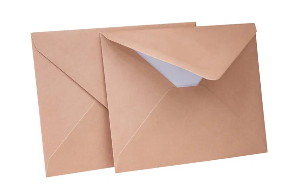 Craft Brown Envelope Isolated White Background — 스톡 사진