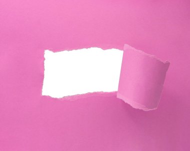Paper pink color background with hole copyspace