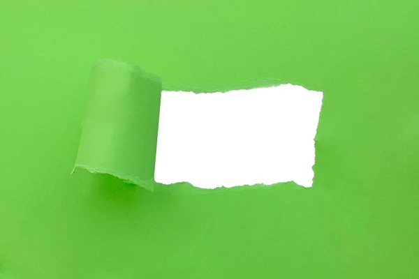 Paper Green Color Background Hole Copyspace — Stockfoto
