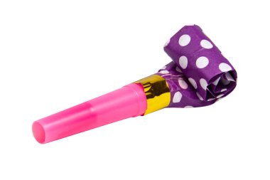 Party foil horn noisemaker isolated on the white background