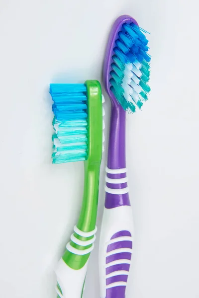 Multicolor Toothbrush Teeth White Background — Stockfoto