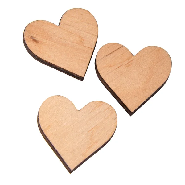 Wooden Craft Heart Isolated White Background — Stok fotoğraf