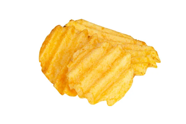 Wavy Chips Potato Isolated White Background — Stockfoto