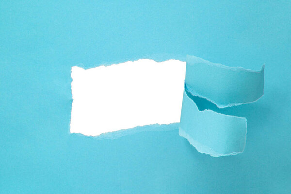 Paper blue color background with hole copyspace