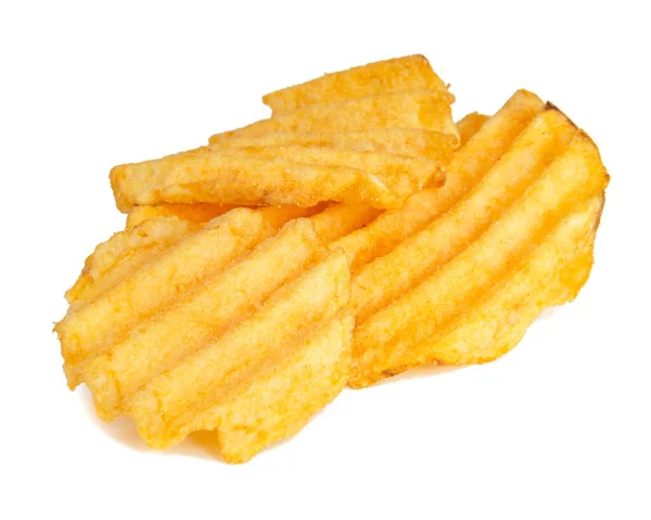 Wavy Chips Potato Isolated White Background — 스톡 사진