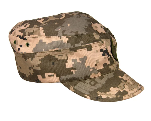 Pixel Militära Cap Uniform Isolerad Den Vita Bakgrunden — Stockfoto