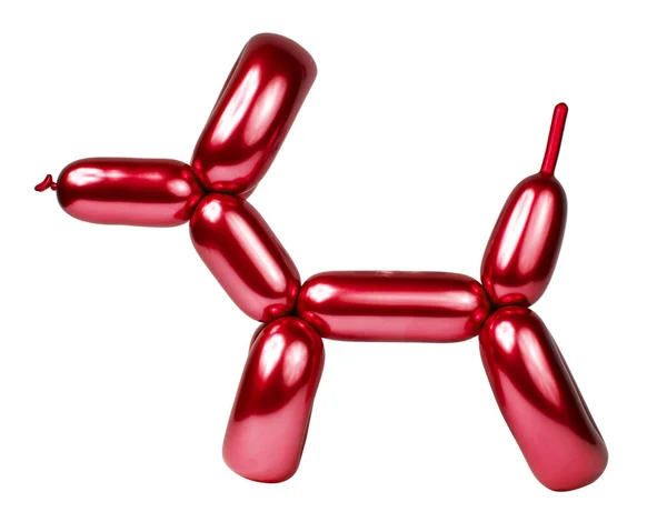 Lesklý Červený Balón Model Pes Izolovaný Bílém Pozadí — Stock fotografie