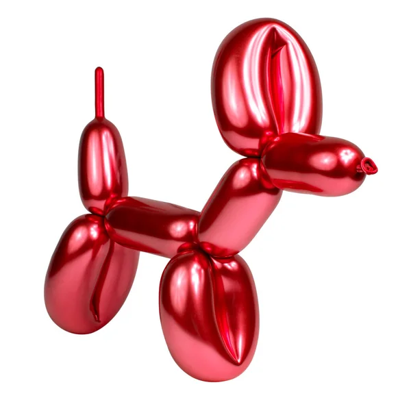 Shiny Red Balloon Model Dog Isolated White Background — Zdjęcie stockowe