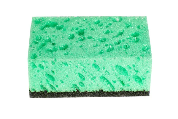 Green Dish Cleaning Wash Sponge Isolated White Background — Stock Photo, Image