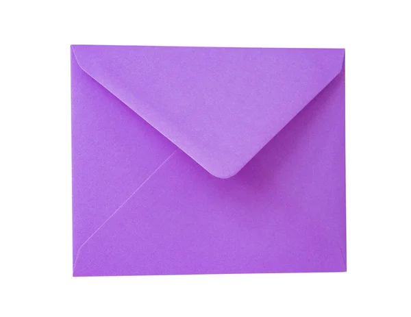 Papel Violeta Envelope Cartão Postal Isolado Fundo Branco — Fotografia de Stock